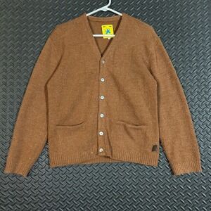 UNIF Express Yourself Brown Button Up Long Sleeve Cardigan Sweater Men's Size XS